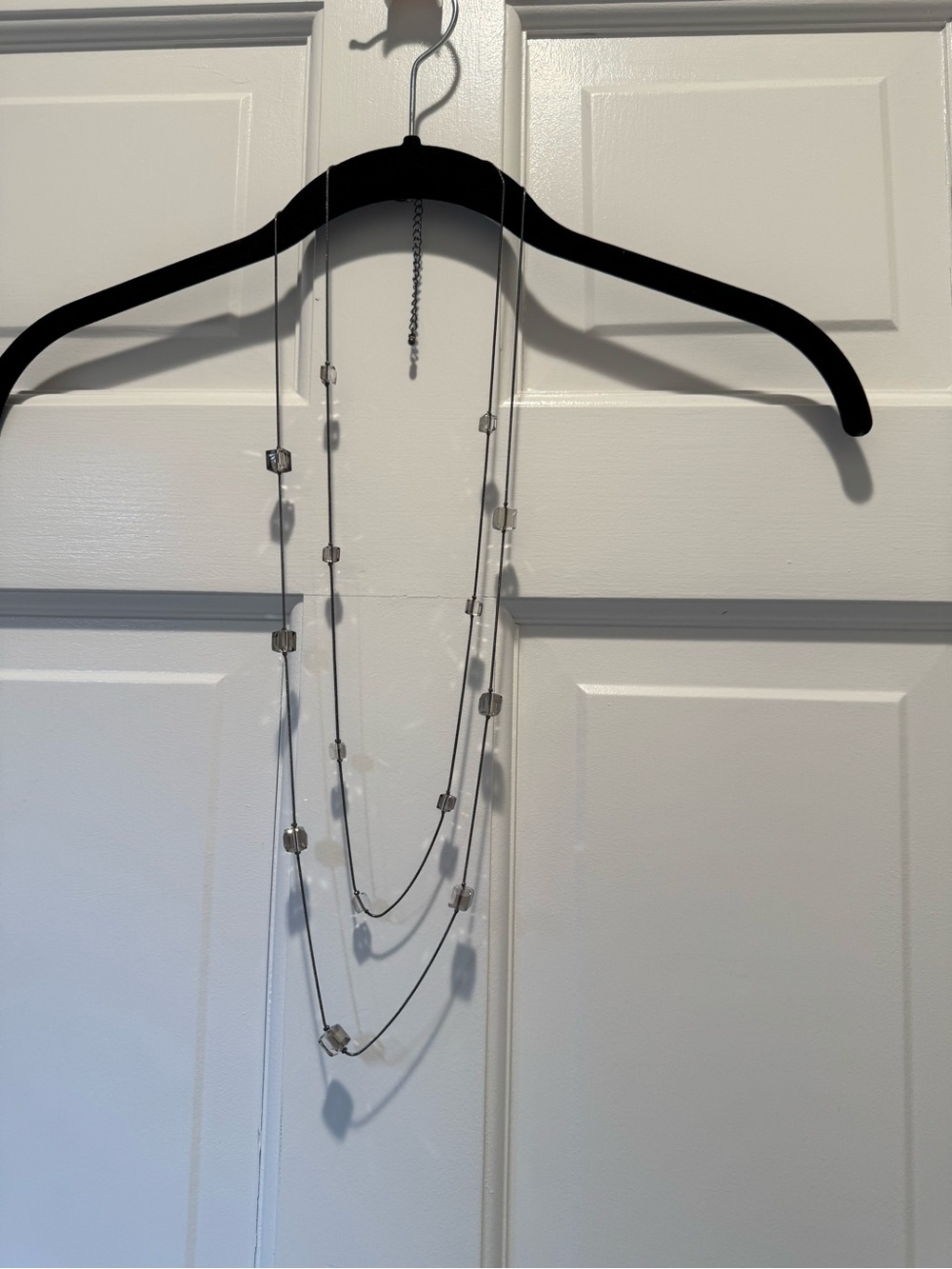 Silver Multi-Strand Geometric Bead Necklace